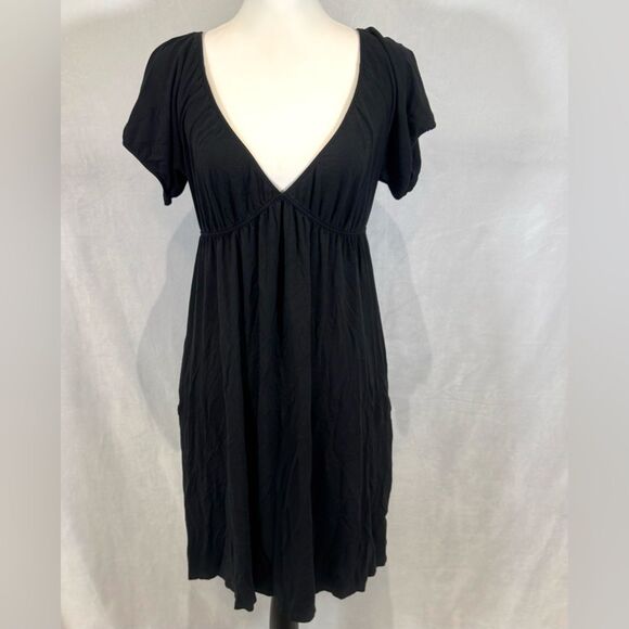 Gap empire waist vneck Grecian style black dress size large - Picture 1 of 5